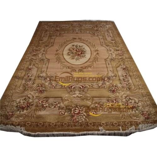 Rug for living room woven french About -knotted Thick Plush Savonnerie 6.56' X 9.84' lx1412 beige gc85savyg28