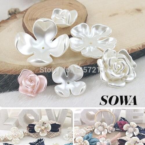Round Ivory Color ABS Resin Imitation Pearls Flower Effect 3D Maple Designed For DIY Jewelry (50pcs/lot)