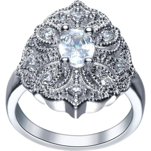 2016 lady hot sale High-quality fashion trendy party bridal set Art Rings dubai plated pave large white zircon jewelry for men