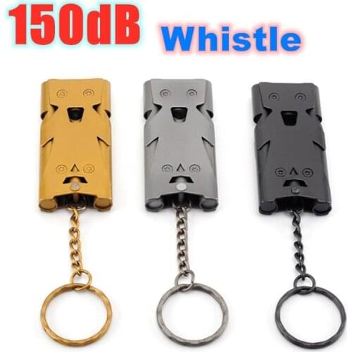 150dB Outdoor Metal Stainless Steel Three Tube Whistle Women Self-defense Alarm Camping Traveling Survival Gear Defensa Personal