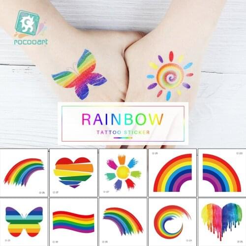 Cute Colorful Mini Rainbow Design Waterproof Temporary Tattoos Stickers For Kids Girl Children Gift Water Transfer Fake Tattoo