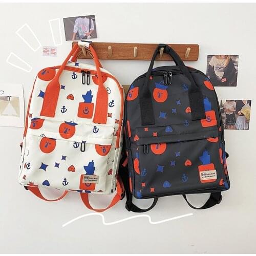 Kawaii Japanese Cartoon Pattern Women Backpack Nylon Waterproof School Bag For Girls Large Capacity Travel School Backpack