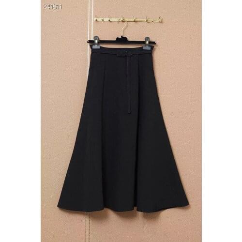 Fyion Runway Fashion Women Skirt 2021 Designer New Solid Belt Midi Black Ladies Hot Sale Vintage Skirt