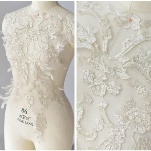 Oversized Back Gold Sequins Lace Accessories Wedding Dress Chest Handmade Diy Decorative Mesh Material