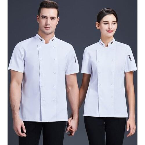 New Chef Jacket Man Women Short Sleeve Workwear Kitchen Bakery Catering Restaurant Chefs Uniform Hotel Cooking Pastry Cook Coat