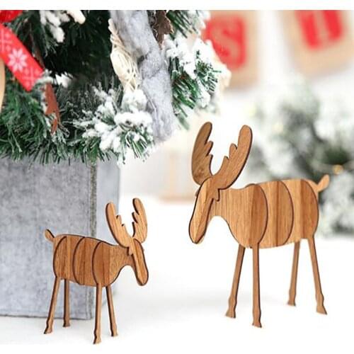 New DIY Wooden Elk Ornaments Christmas Decoration Ornaments Childrens Gifts For Home Bars Shopping Malls Festival Pendants