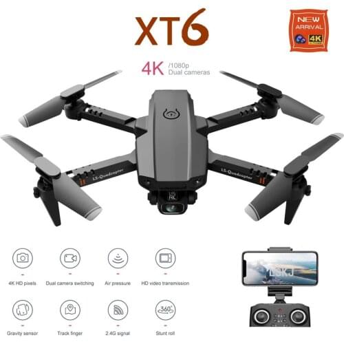 New Mini Rc Drone XT6 4K 1080P HD Dual Camera WiFi FPV Air Pressure Altitude Hold Foldable Quadcopter Gps Dron for boy toys