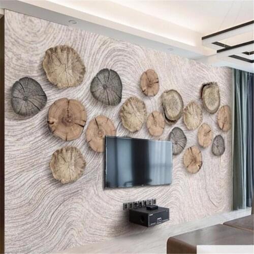 Beibehang papel de parede Custom Wallpaper 3d Stereo Photo Murals background wall Ring Wooden Retro New Chinese TV 3d Wallpaper