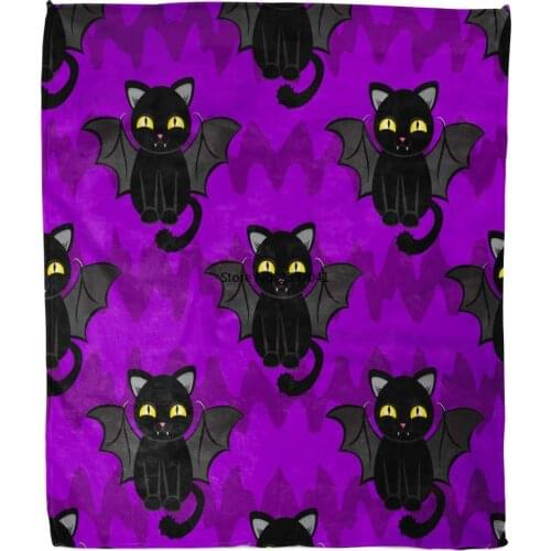 Blanket Inch Halloween Abstract Seamless Cat Girls Boys Creative Cloud Boo Funny Fashion Style Lightweight Fluffy