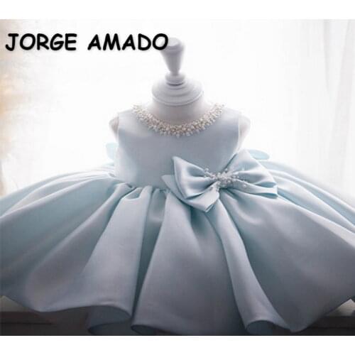 2021 New Summer Kids Girls Party Dress Sleeveless Back Bow Pearl Collar Princess Dresses for Wedding Piano Perform Birthday E060
