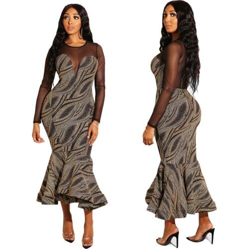 Hot style print long-sleeved dress sexy nightclub dress 1pcs/lot