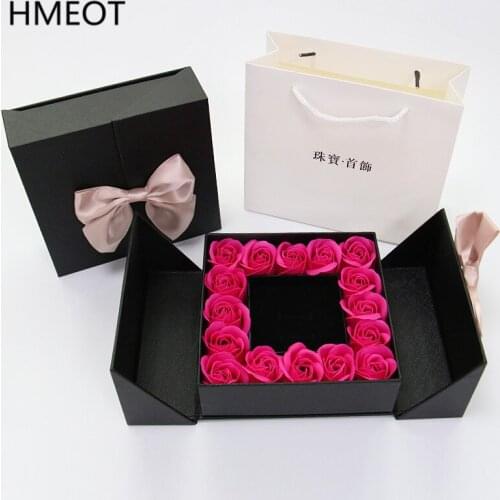 Birthday Valentines Day Gift Rose Soap Flower Gift Box Jewelry Necklace Packing Box Set Wedding Party Gifts Home Decoration