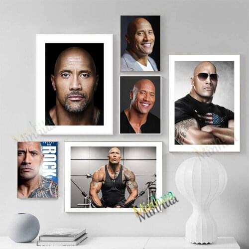The Rock Dwayne Johnson Poster Canvas Painting Movie Star Wall Pictures For Boys Room Decor Art Gift