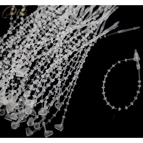 1000 Pcs Transparent Security Tie 5" Garment Hang Tag Knot String Plastic Ball Chain Cords For Hang Tag Price Label