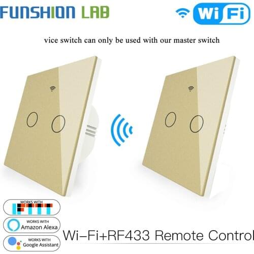 Funshion WiFi 2 Way Kit Smart Switch RF433 Transmitter Wall Panel Wireless Remote Control Work with Alexa,Google Home