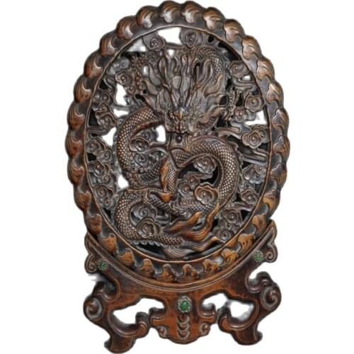 Boxwood carving solid wood dragon screen to ward off evil spirits