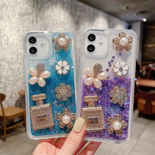 Luxury 3D Shiny Diamond Phone Case For IPhone 12 11 Pro Xs Max X Xr 6 6s 7 8 Plus Se2 Shockproof Perfume Flowers Cover Fundas
