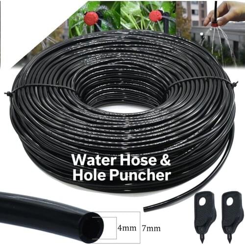 10m-30m Garden Watering Hose Irrigation 4/7mm Pipe W/ Hole Punchers Fit Drip Irriagtion System Kit Greenhouses Balcony