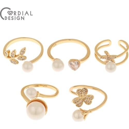 Cordial Design 10Pcs Jewelry Accessories/CZ Ring Settings/Hand Made/Imitation Pearl/Genuine Gold Plating/Fashion Ring/DIY Making