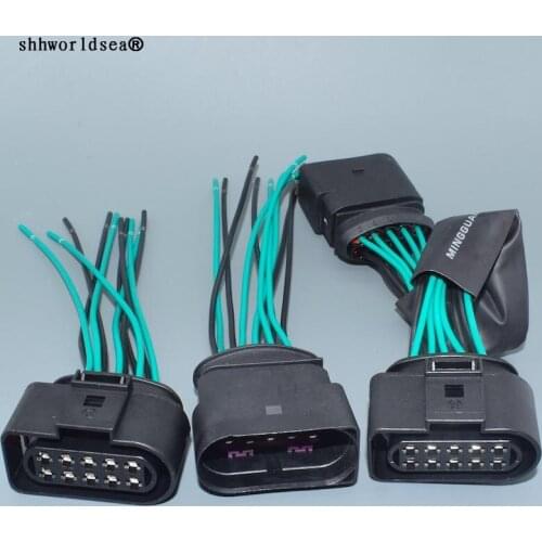 Worldgolden 3.5mm 10 P female To 10 P male Headlight Plug Headlamp Connector With Pigtail For Audi VW Jetta Mk4 Passat CC Golf