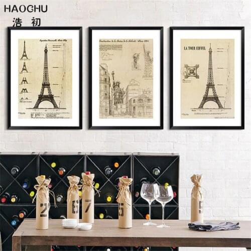HAOCHU Modern Foreign Architecture Office Wall Painting Abstract Picture Paris Eiffel Tower London Canvas Poster Home Decor