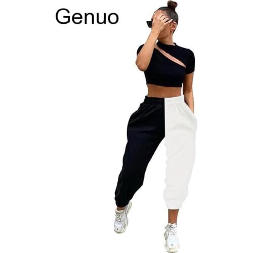 High Waist Sweatpants Patchwork Sporty Harem Autumn Winter Women Loose Casual Sporty Streetwear Trousers 2020 New Fashion