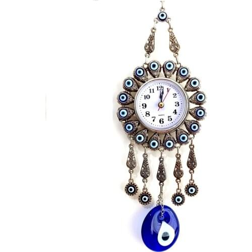 Turkish Evil Eye Clock Watch Wall Hanging Pendant Amulet Evil Eye Watch Home Decoration Office Made in Turkey