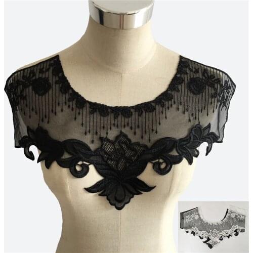 High Quality White and black Lace Fabic Embroidered Applique Organza Lace Collar Sewing Supplies Dress Accessories Scrapbooking