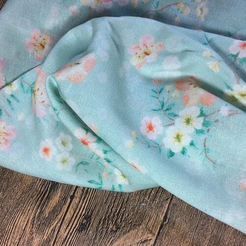 High-quality Tencel Flax fabric digital printing material High-end summer gown, cheongsam dress tissus