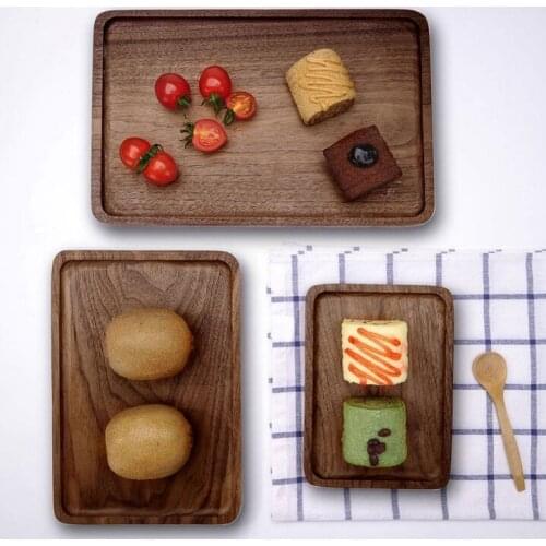 Japanese wooden tray black walnut rectangular wooden tray solid wood tea tray afternoon tea cup tray tray