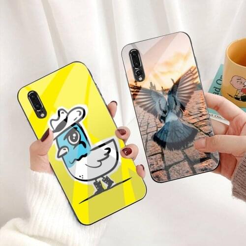 Funny Cute Pigeon Phone Case Tempered Glass For Huawei P30 P20 P10 lite honor 7A 8X 9 10 mate 20 Pro