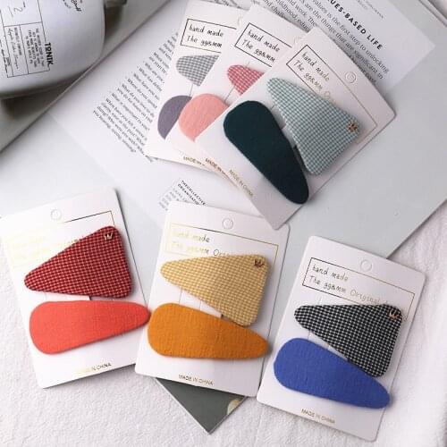 2pcs/lot Kids Girl Children Hair Clips Sets Korean Japan Fabric Plaid Cute BB Hairpins Head Wear Accessories