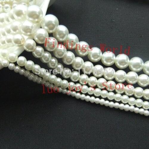 3/4/6/8/10/12/14/16mm Ivory Glass Pearl Round Imitation Pearls Loose Spacer Beads Jewelry Making Craft DIY