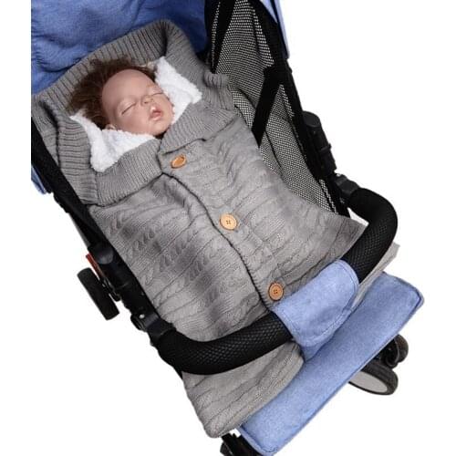 Newborn Baby Winter Warm Sleeping Bags Infant Button Knit Swaddle Wrap Swaddling Stroller Wrap Toddler Blanket Sleeping Bags