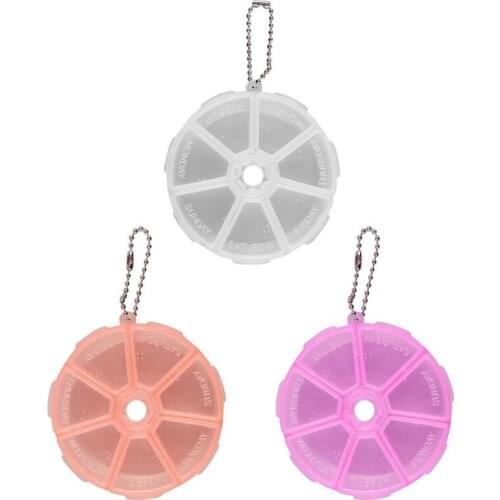 1pc Portable 7 Day Weekly Round Drug Tablet Pill Box Medicine Splitters Case Storage Organizer Container Case Pill Holder