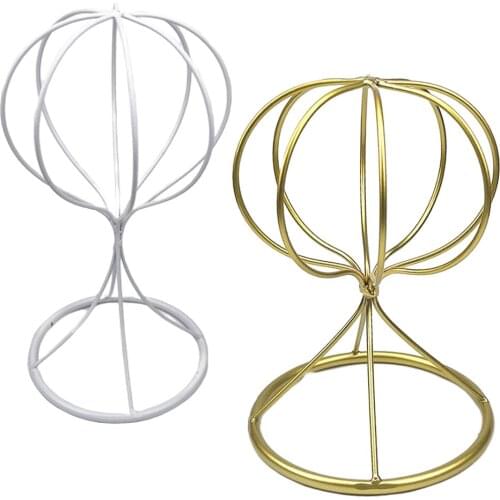 2 Pieces Portable Wig Holder for Wigs and Hats, Curved Metal Pole and Round Base Help Keep This Stand Upright and Stable