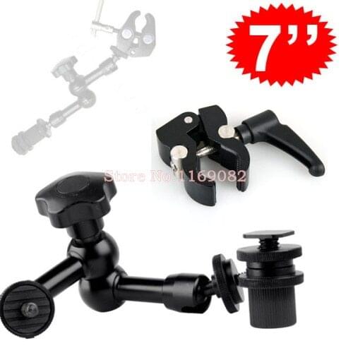 2 in 1 New 7" Adjustable Articulating Magic Arm Super Clamp Mount Kit For Camera DSLR RIG Z96 LED Light friction articulating