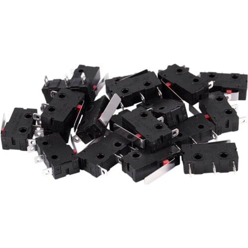 20Pcs AC 125V 250V 5A SPDT 3-Pin Momentary Plastic Micro Limit Switch Black+Silver