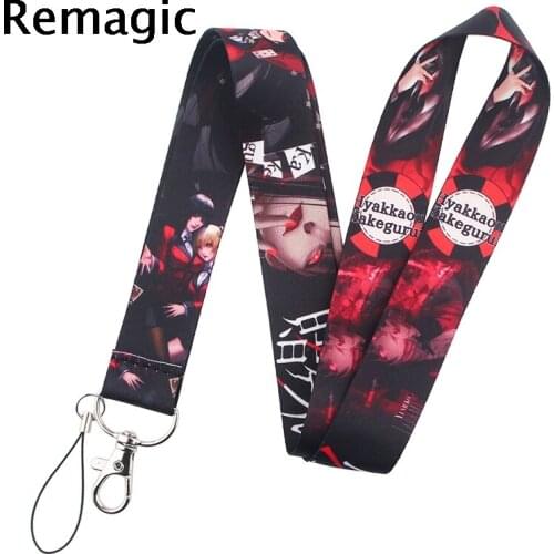 20pcs Kakegurui Neck keychain necklace webbings ribbons Anime Cartoon Neck Strap Lanyard ID badge holder Keychain Lanyards