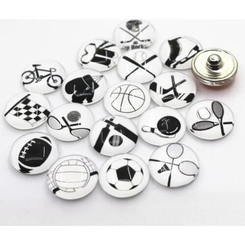 2018 New Arrive 50pcs/lot Mix Random Sport Snap Buttons fit 18mm Ginger snaps Button Bracelet Pendant DIY Snap Jewelry Charms