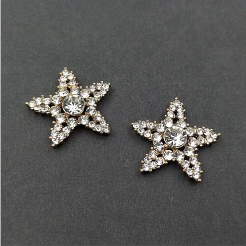 50pcs Starfish Stone Crystal Rhinestone Jewelry Flatback Button Buckle Brooch Shoes Bag Wedding Brides Hairpin Hair Clip Decor