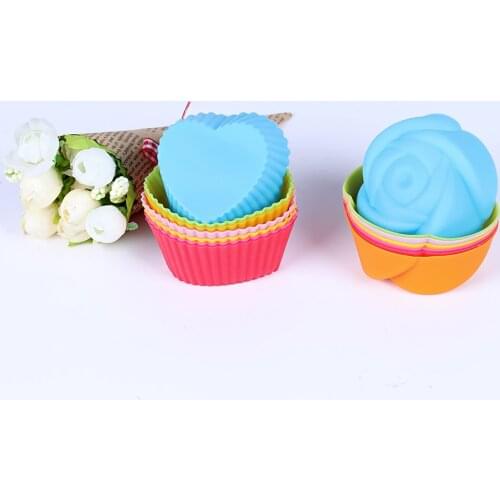 7Pcs Muffin Baking Nonstick and Heat Resistant Reusable Silicone Cake Molds Muffin DIY New Silicone Mold Heart Cupcake Cake Mold