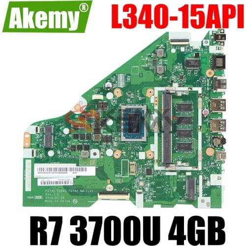 Akemy For Lenovo L340-15API L340-17API V155-15API Laptop Motherboard FG542 FG543 FG742 NM-C101 CPU R7 3700U 4GB RAM Tested 100