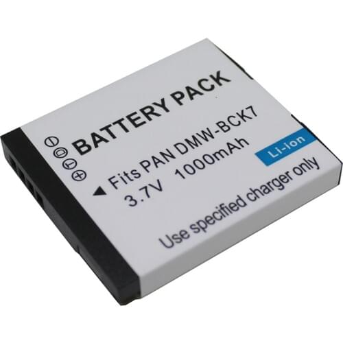 3.7V 1000mAh DMW-BCK7 NCA-YN101G BCK7 Camera Battery for Panasonic Lumix DMC-FS28 DMC-FH2 DMC-FH4 FH5 FH6 FH25 FH27 FP5 FT30
