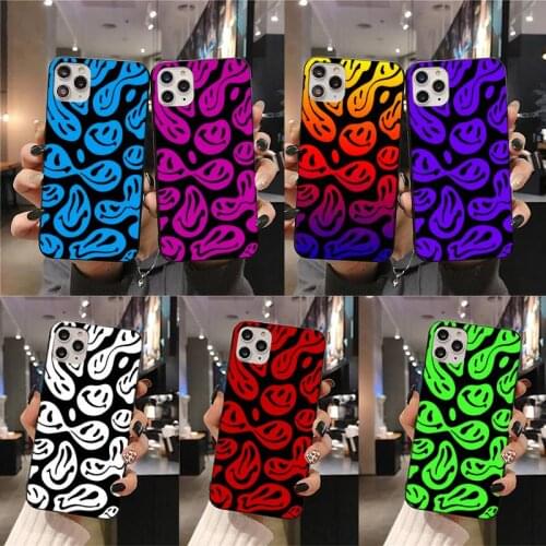 Distorted Exaggerated Smiley Hippie Phone Case For iphone 12 11 Pro Max Mini XS Max 8 7 6 6S Plus X 5S SE 2020 XR cover