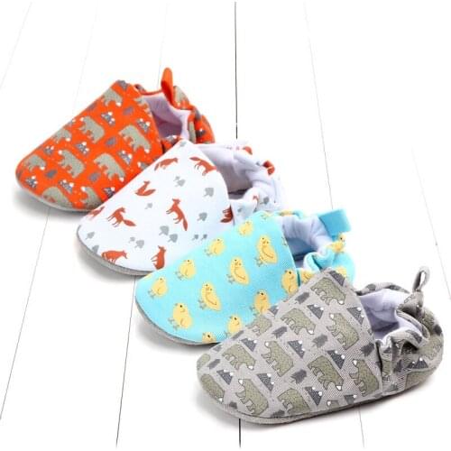 Baby Cotton Shoes Cute Cartoon Animal Print Soft Sole Slip-on First Walkers