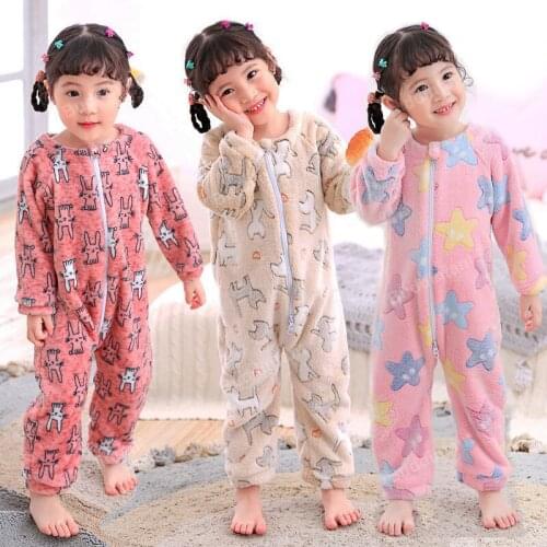 Children Pajamas Winter Sleepwear Baby Boys Onesies Girls Pajamas Sets Fleece Soft Warm Cute Cartoon Animal Kids Pyjamas Pijama