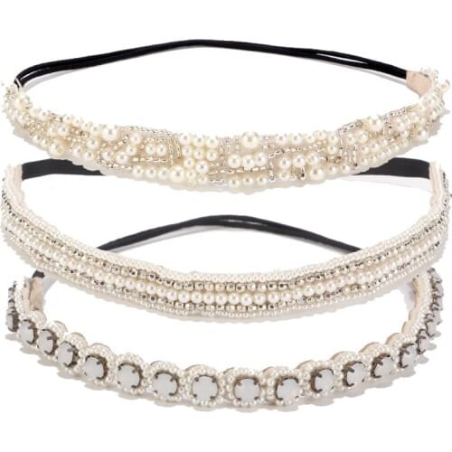 European Wedding & Engagement Bridal Pearl Rhinestone Headbands Bridesmaid Hair Holder Accessoires Vintage Crystal Hairband Gift