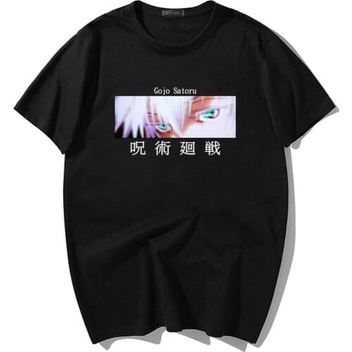 Japanese Manga Jujutsu Kaisen Harajuku Graphic Clothes T-shirt Tops Unisex Streetwear Gojo Satoru Devil Eyes Anime T Shirt Men