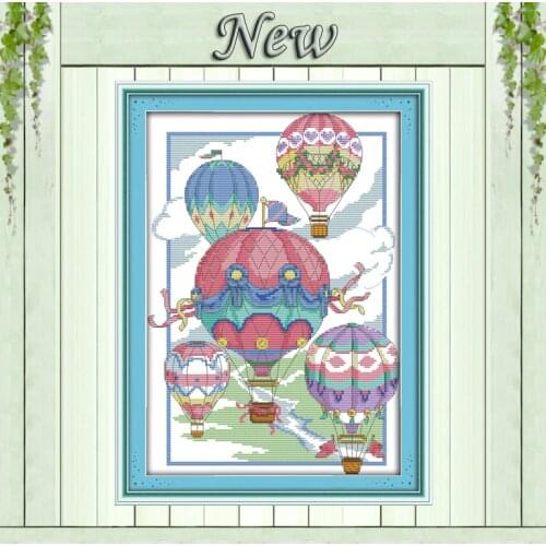 The illusion of hot-air balloons paintings counted printed on canvas DMC 11CT 14CT kits Cross Stitch embroidery needlework Sets